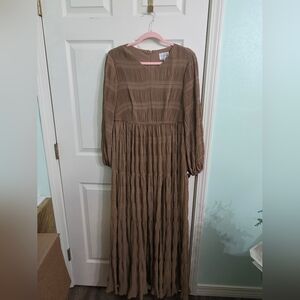 Dainty Jewells/Courtney Toliver Brown Pleated Maxi Dress